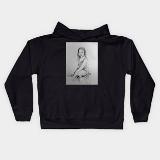 Drawing of a girl in Charcoal  by Adelaide Artist Avril Thomas Kids Hoodie